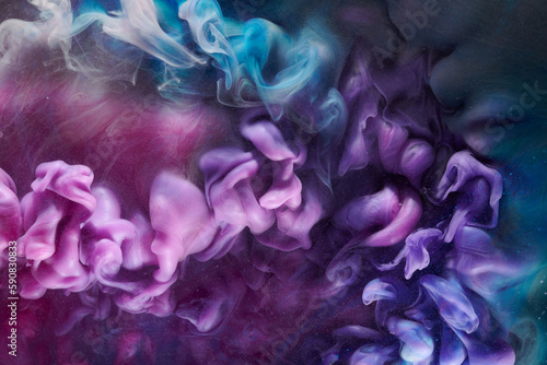 Multicolored contrast liquid art background. Paint ink explosion, abstract smoke mock-up