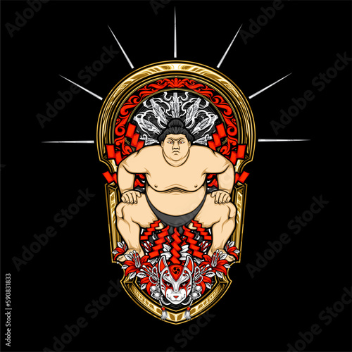 japanese sumo illustration