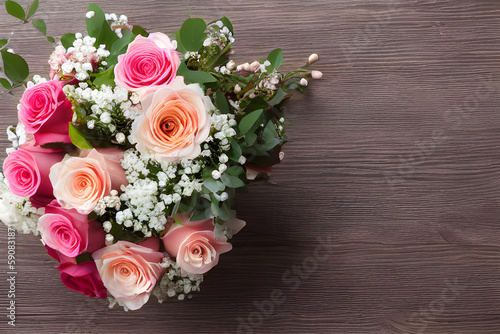 beautiful bouquet of red and pink roses, mother's day, wedding, floral decoration © Lemone