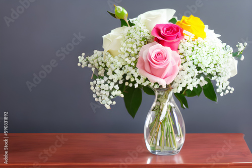 Wallpaper Mural beautiful bouquet of red and pink roses, mother's day, wedding, floral decoration Torontodigital.ca