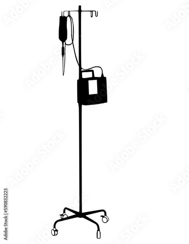 Illustration of a medication pump on an IV drip pole.