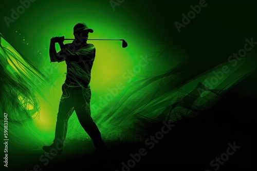 Professional Golfer Playing Golf Green Color Splash With Copyspace Generative AI