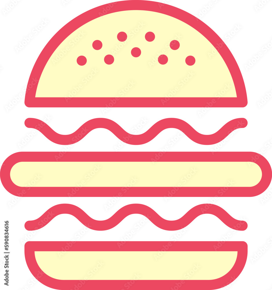 Burger line icon. Hamburger logo. Fast food outline emblem. Identity element, label for menu design restaurant or cafe. Packaging, interior poster. Vector sign on white background. Burger line icon. Hamburger logo. Fast food outline emblem. Identity element, label for menu design restaurant or cafe. Packaging, interior poster. Vector sign on white background.