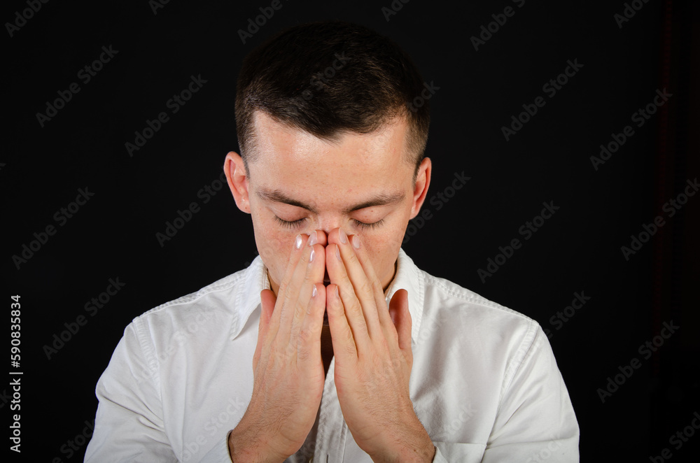 Colds and allergies. Young attractive guy with health problems. Colds and allergies. Young attractive guy with health problems.