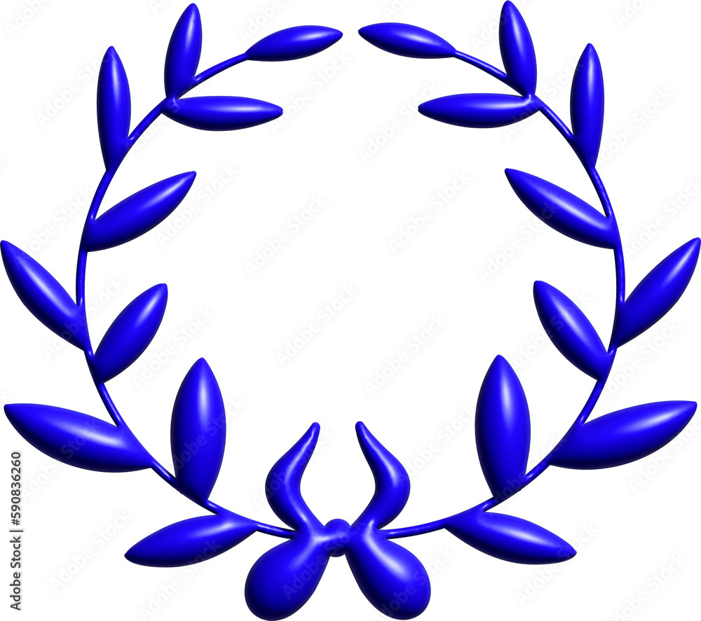 3d blue ceremonial frame with laurel wreath 3d blue ceremonial frame with laurel wreath