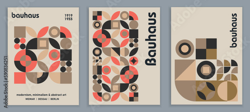 Abstract Bauhaus geometric shapes and composition. Retro elements, geometric pattern for banner, poster, leaflet. Geometric design background, vector EPS 10