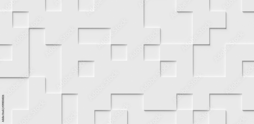 Inset two level white horizontal rectangle cube boxes block background wallpaper banner template