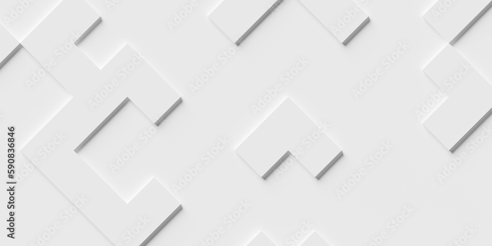 Offset white sparse angled cube boxes block background wallpaper banner template