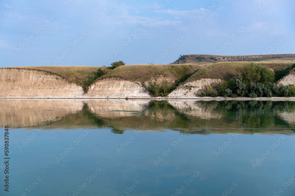 The Great Russian Volga River and its banks. The Great Russian Volga River and its banks.