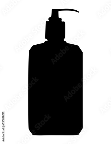 Illustration of a hand sanitizing bottle.