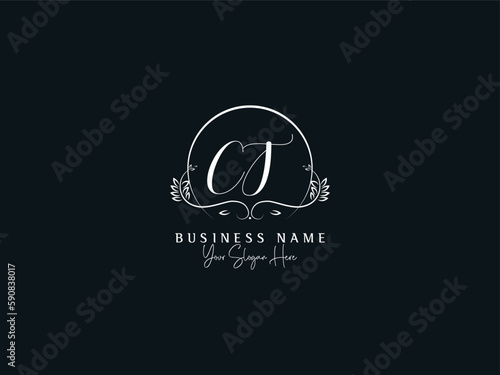 Feminine Han drawn CT c t Floral Logo, Organic Ct Luxury Logo Icon Design