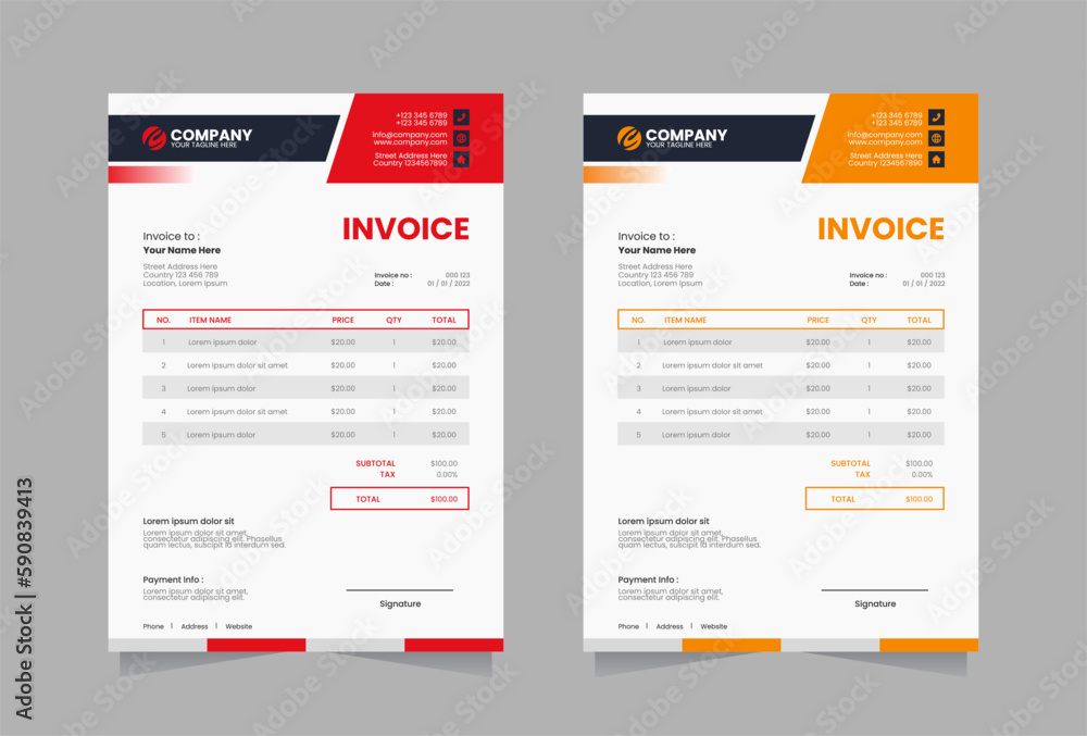 Modern invoice vector template Modern invoice vector template