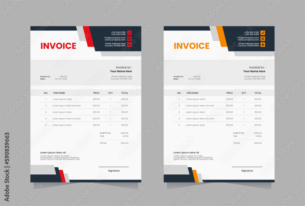 Modern invoice vector template