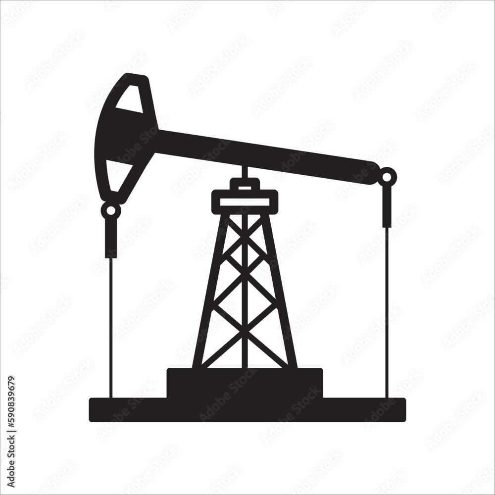 Pump jack icon. Oil rocking chair vector icon. Oil pump flat sign design. Petroleum rocking chair symbol pictogram. UX UI icon