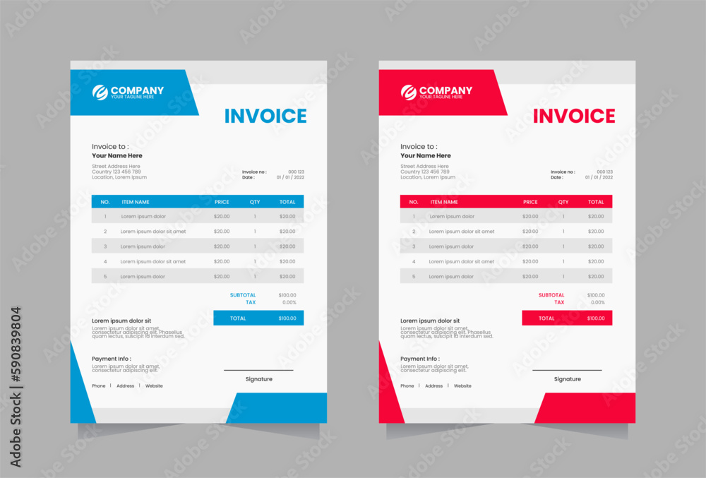 Obraz premium Modern invoice vector template