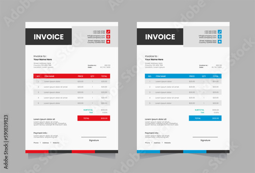 Modern invoice vector template