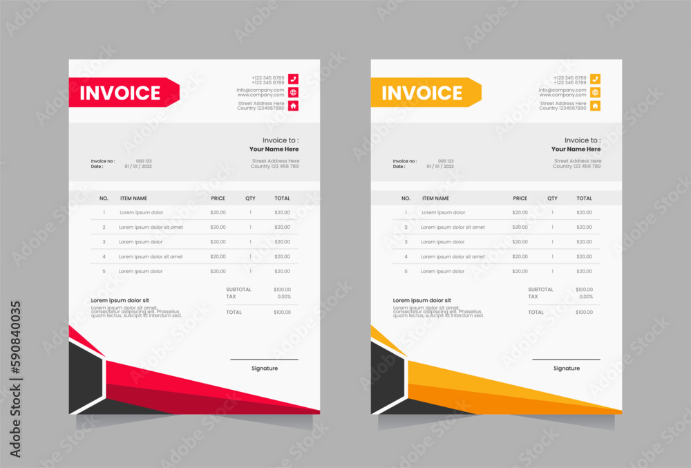 Obraz premium Modern invoice vector template