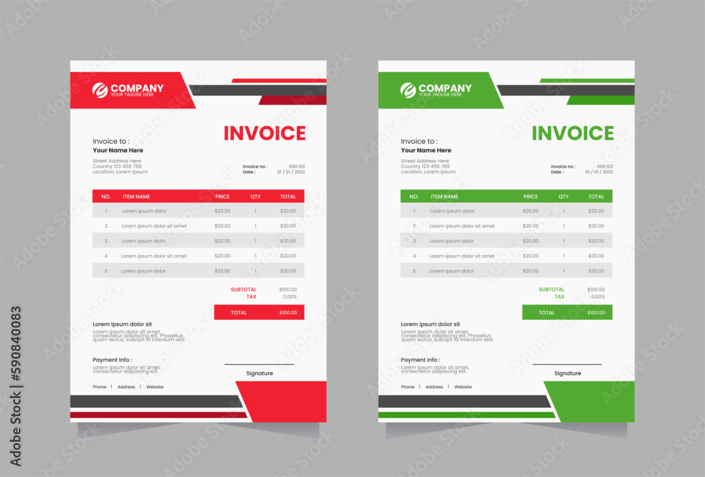 Modern invoice vector template Modern invoice vector template