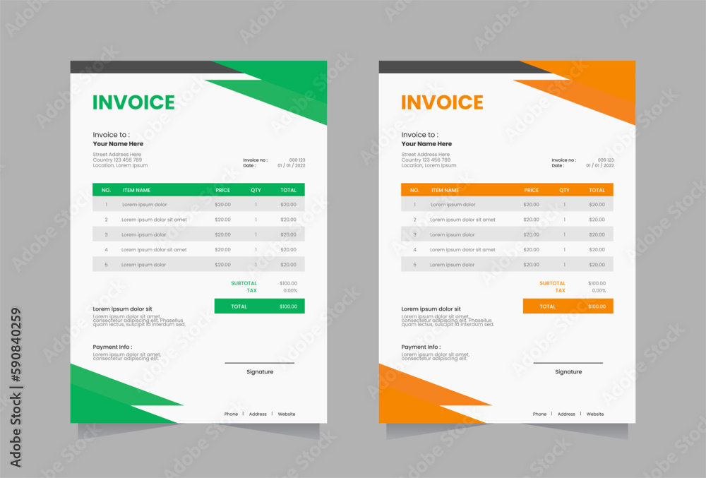 Modern invoice vector template