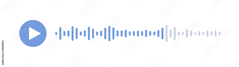 Mobile messenger app chat soundwave line with spectrum noise. Audio speech soundbar. Sound wave of voice. Record music player interface. Equalizer icon. Vector illustration. Mobile messenger app chat soundwave line with spectrum noise. Audio speech soundbar. Sound wave of voice. Record music player interface. Equalizer icon. Vector illustration.