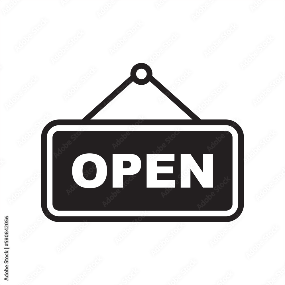 Open vector icon. Open flat sign design. Open signboard symbol pictogram. Illustration of nameplate icon. UX UI icon Open vector icon. Open flat sign design. Open signboard symbol pictogram. Illustration of nameplate icon. UX UI icon