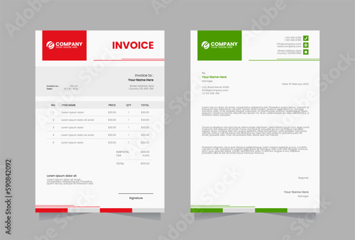 Letterhead and invoice vector template