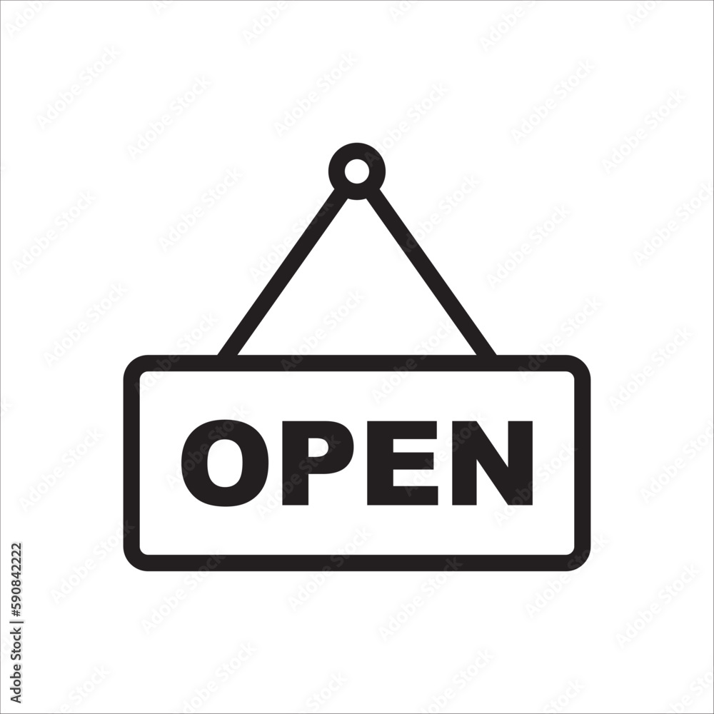 Open vector icon. Open flat sign design. Open signboard symbol pictogram. Illustration of nameplate icon. UX UI icon Open vector icon. Open flat sign design. Open signboard symbol pictogram. Illustration of nameplate icon. UX UI icon