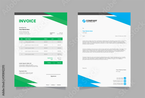 Letterhead and invoice vector template