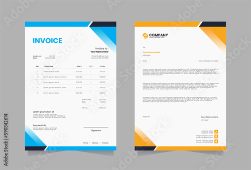 Letterhead and invoice vector template