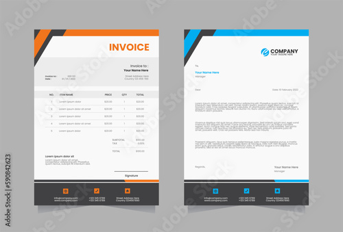Letterhead and invoice vector template