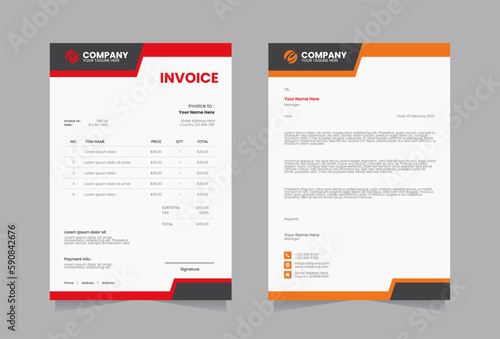 Letterhead and invoice vector template