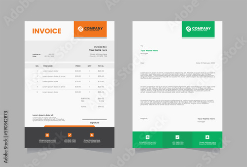 Letterhead and invoice vector template