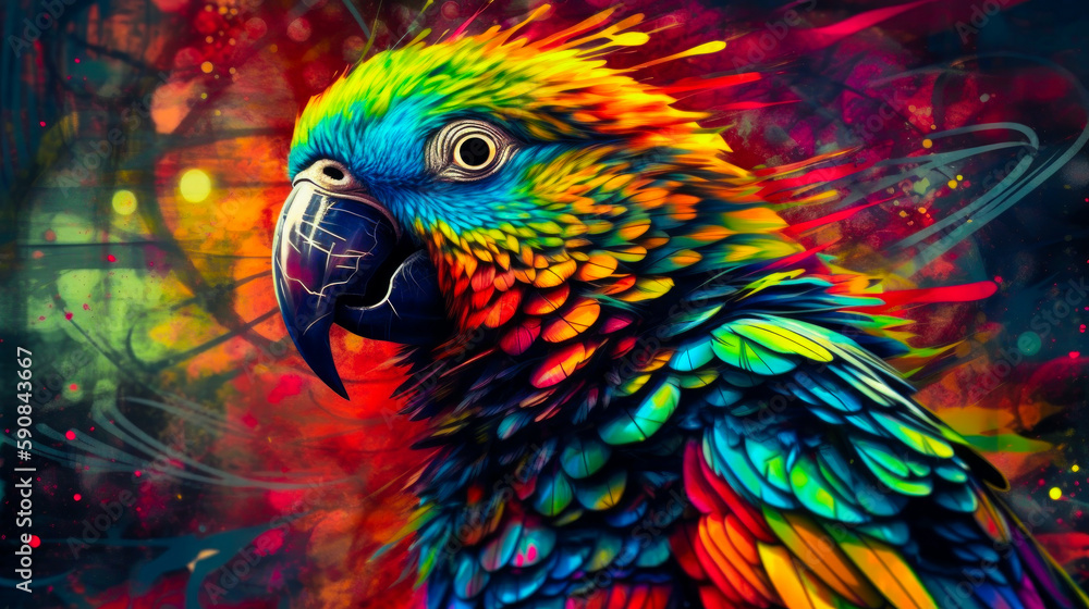 Obraz premium Generative AI Fullcolor Parrot