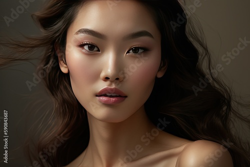 Beautiful model, Young Asian female with a confident (Ai generated)