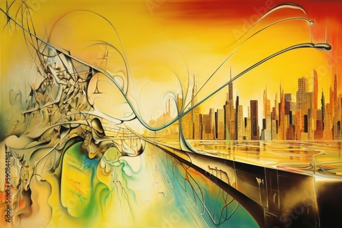 New York abstrakcja kolorowa grafika surrealizm Generative AI