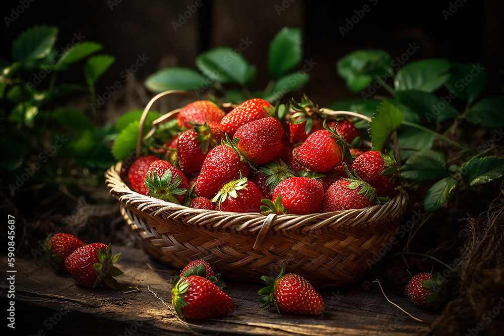 A basket full of strawberries A basket full of strawberries