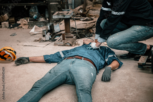 The fatal accident was a heart attack to become unconscious and unresponsive suffered by the robotic welding technician. The Cardio Pulmonary Resuscitation performed by the coworker has no benefit.