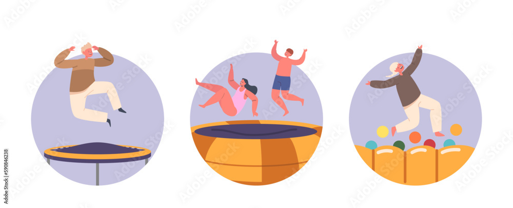 Happy Children Bouncing With Excitement On Trampoline Experiencing The Thrill Of Jumping. Kids Party Venues