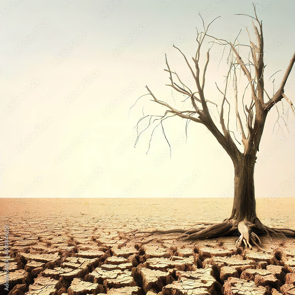 Dead wood and dry earth copy space with Generative AI Dead wood and dry earth copy space with Generative AI