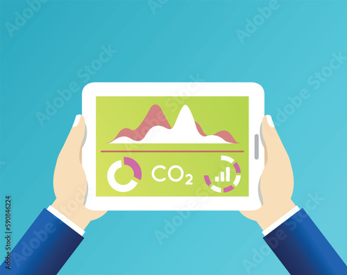 Vector Illustration Related to Measurement of Environmental Pollution. Emission of Carbon Dioxide
