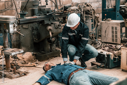 The fatal accident was a heart attack to become unconscious and unresponsive suffered by the robotic welding technician. The Cardio Pulmonary Resuscitation performed by the coworker has no benefit.
 photo