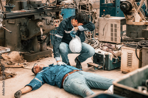 The fatal accident was a heart attack to become unconscious and unresponsive suffered by the robotic welding technician. The Cardio Pulmonary Resuscitation performed by the coworker has no benefit.