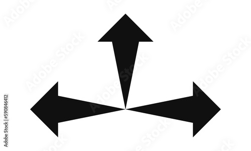 Three Way Bursting Arrows Silhouette Icon