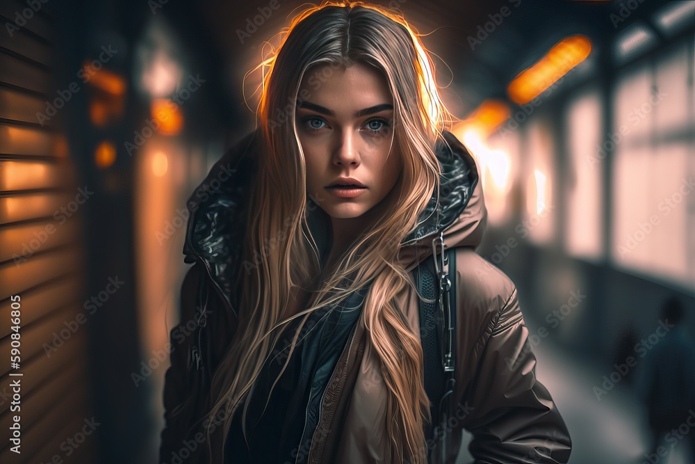 Urban Street Style Fashion Model Poses for Camera (Ai generated) Urban Street Style Fashion Model Poses for Camera (Ai generated)