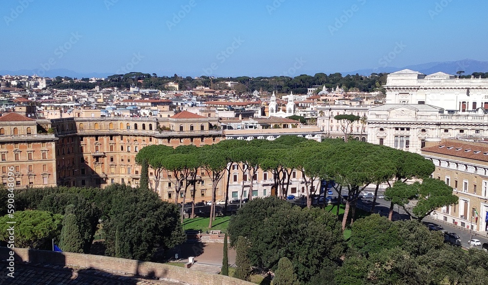 Vistas de la ciudad de Roma desde el castillo Sant'angelo.