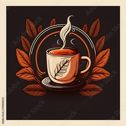 Hot coffee cup minimalistic square illustration