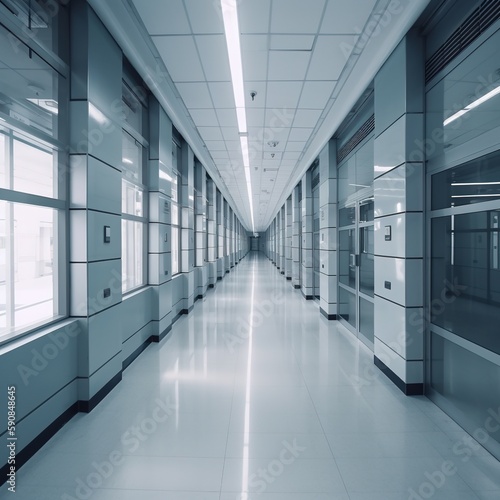 corridor in hospital background. generative ai