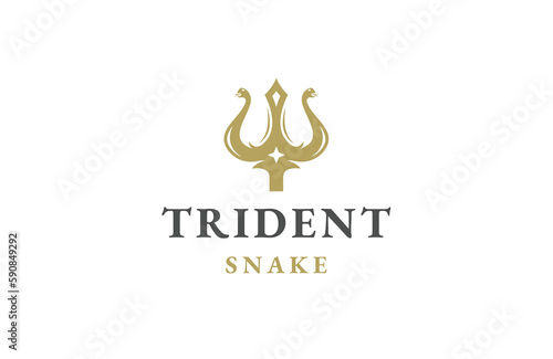 Trident snake logo icon design template flat vector