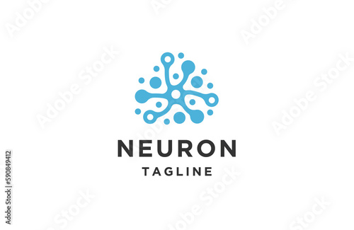 Neuron logo design template flat vector
