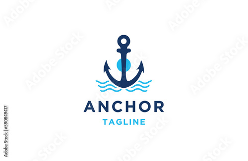 Anchor logo design template flat vector
